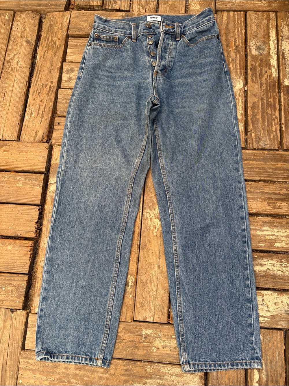 Obey Women's Straight Jeans in Blue Denim